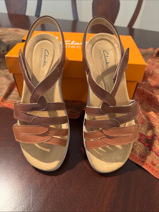 Clarks Shoes - Clarks Brown Leather Multi-Strap Slingback Sandals